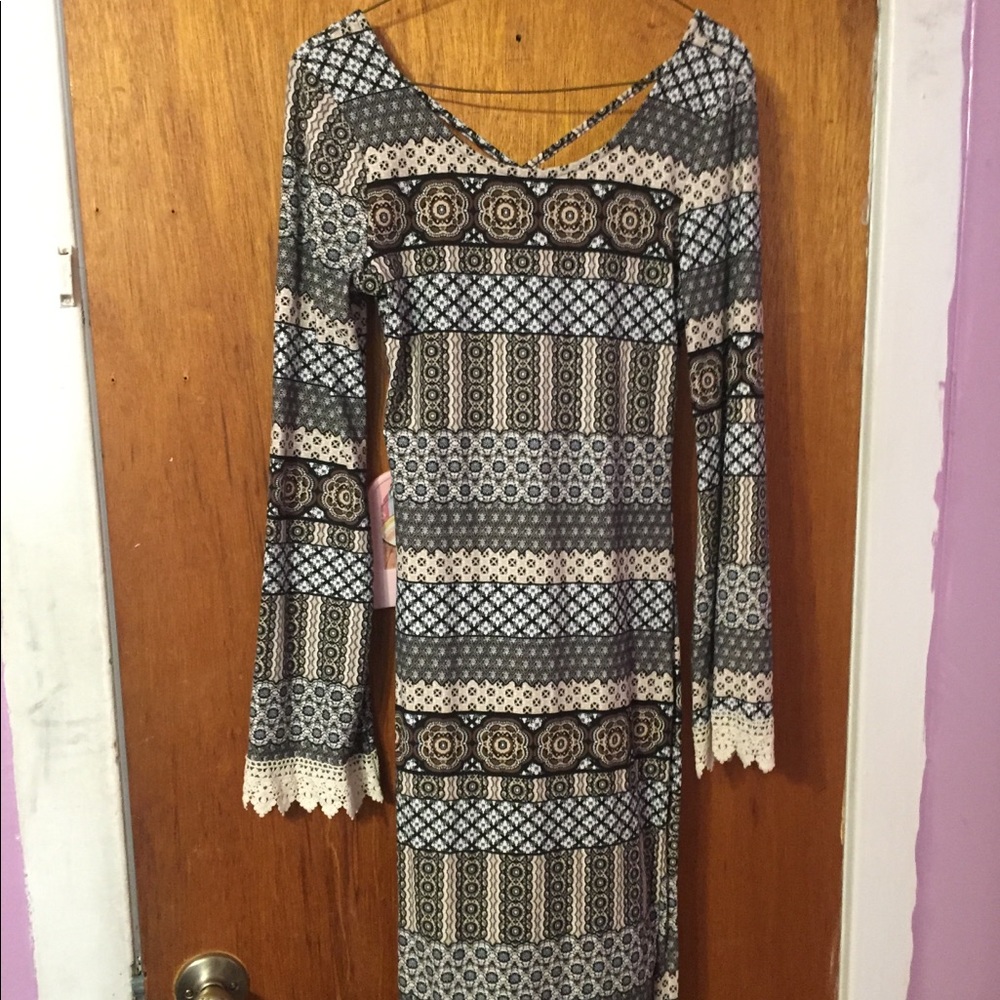 Boho Chic Printed Knee-Length Dress